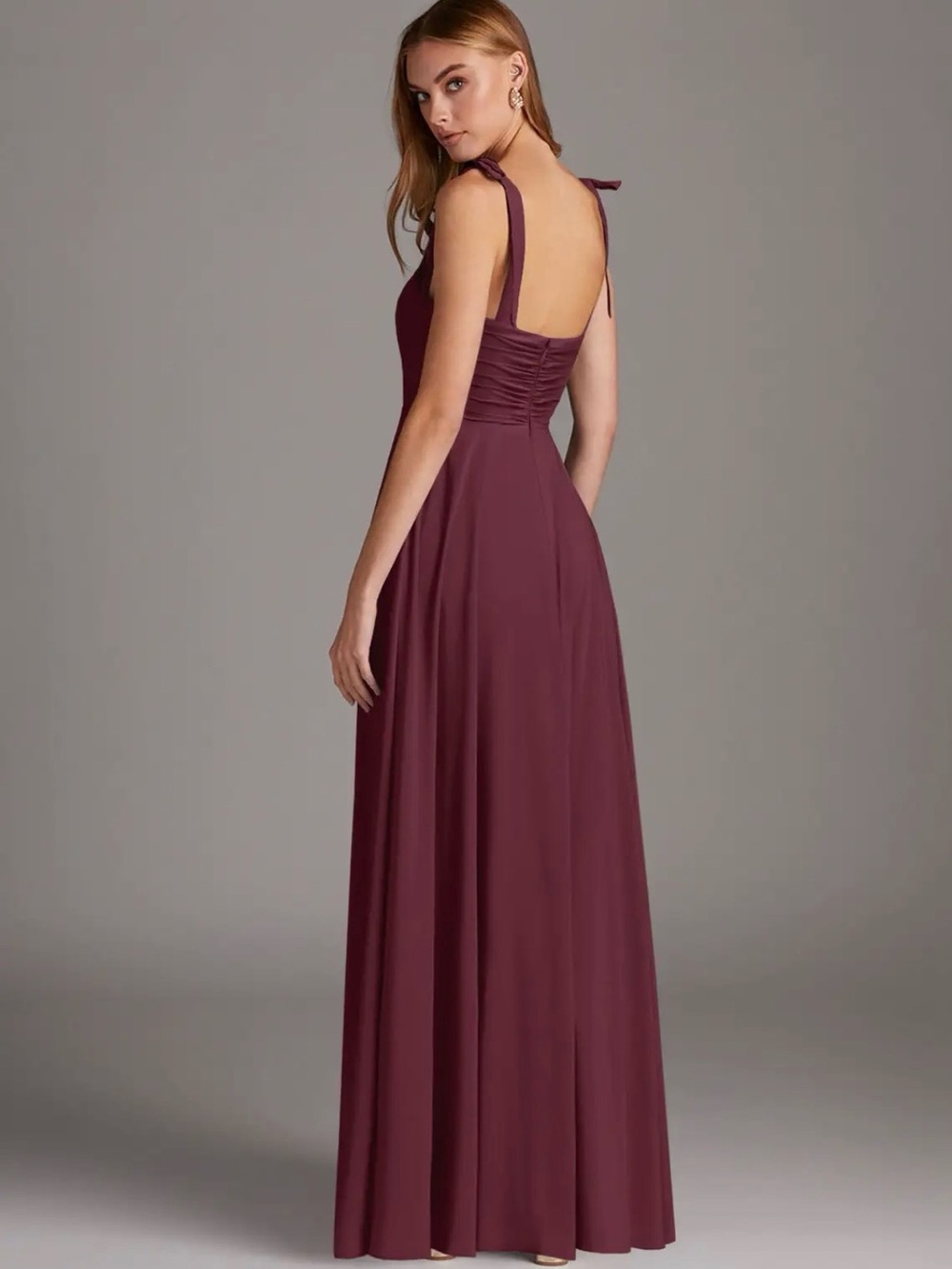 Azazie Marin Black Tie-Shoulder Maxi Dress with High Slit - Picture 3 of 9